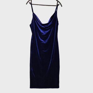 Melrose And Market Blue Velvet Velour Dress Size M Party Cocktail Holidays NWOT